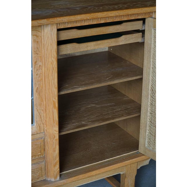 Danish Oak Sideboard with Leaded Glass Doors by Henning Kjærnulf, Denmark, 1960s For Sale - Image 9 of 18
