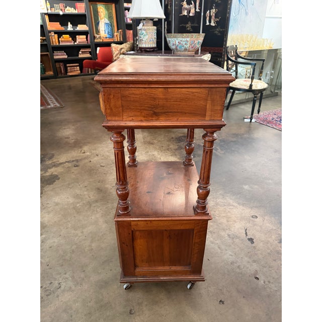 19th Century French Renaissance Carved Walnut Rolling Etagere Dumbwaiter For Sale - Image 4 of 9