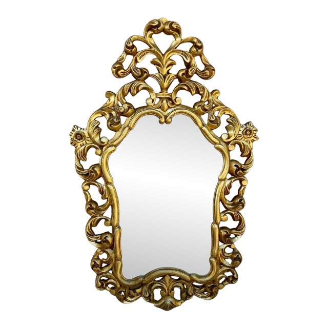 Mid-Century Antique Gold Cornucopia Mirror For Sale
