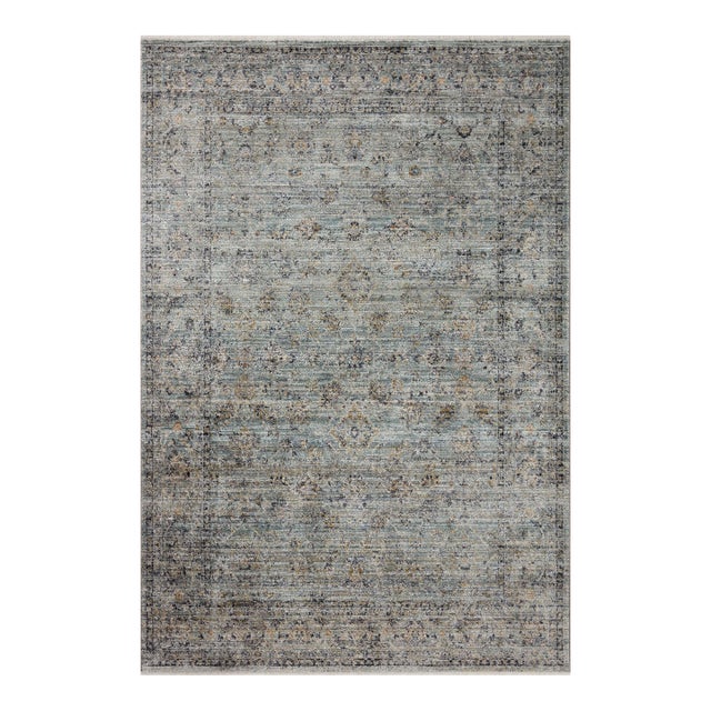 Jean Stoffer x Loloi Katherine Ocean / Gold 7'-10" x 10' Area Rug For Sale
