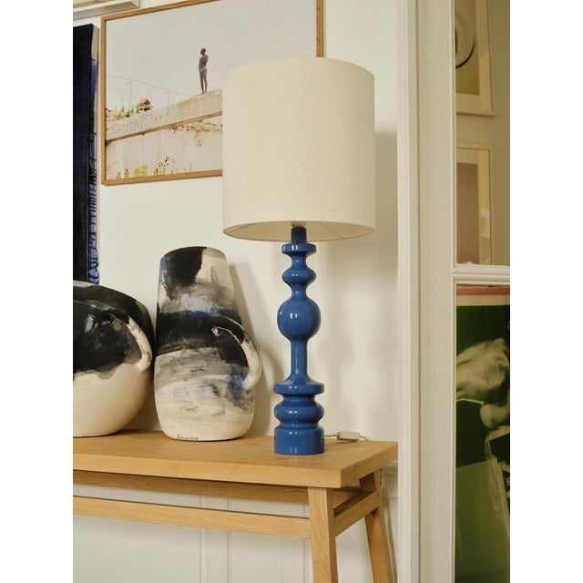 Pamela GM Table Lamp in Beech with Lacquer and Aj Linen by Popus Editions For Sale - Image 10 of 13