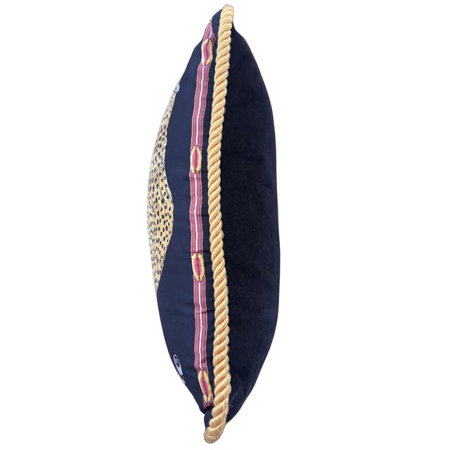 Salvatore Ferragamo Vintage Salvatore Ferragamo Silk Leopard & Egyptian Motif Pillow For Sale - Image 4 of 7