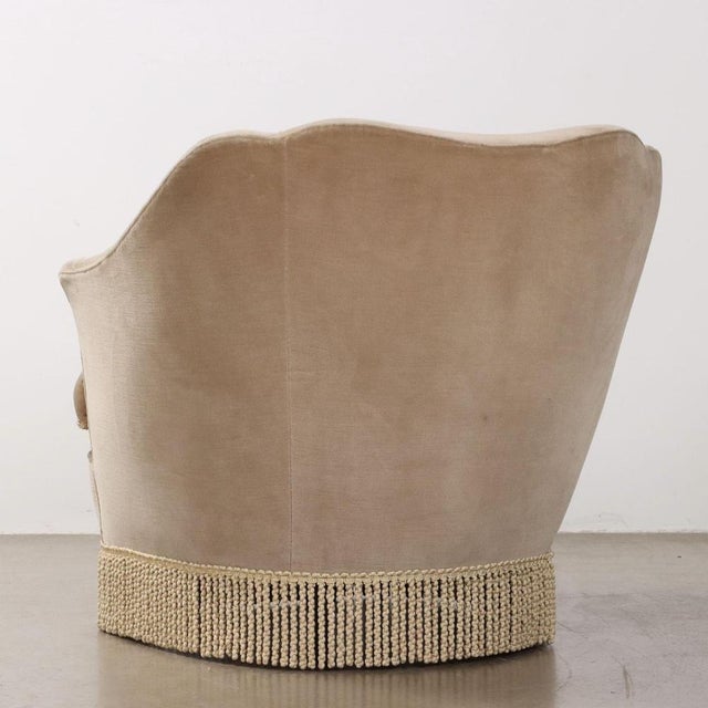 Beige Set of Set of Vintage Armchairs in Foam and Velvet, 1950s For Sale - Image 8 of 10