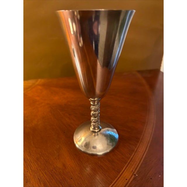 Silver J. Perez Ruiz Silverplated 7" Twisted Stem Goblets Spain 1950's - Set of 6 For Sale - Image 8 of 9