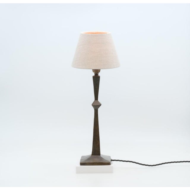 Brown Patinated Bronze Table Lamp in the style of Giacometti For Sale - Image 8 of 8