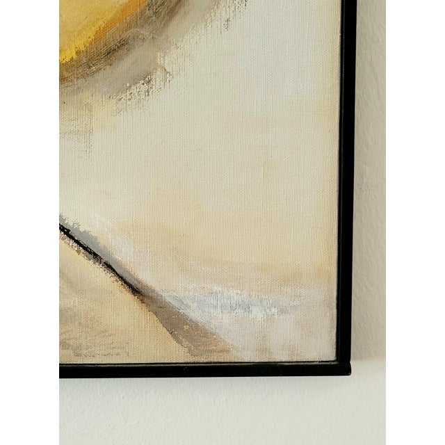 1960s Mid-Century Modern Cubist Painting in Browns and Neutrals Original Artwork in Custom Black Frame 1960s For Sale - Image 5 of 8