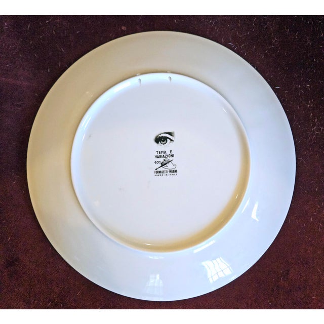 Ceramic Fornasetti Themes and Variation Porcelain Plate, Pattern #101 For Sale - Image 7 of 8