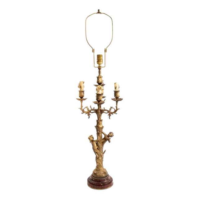 Louis XVI Style Bronze Candelabra Mounted as Lamp For Sale