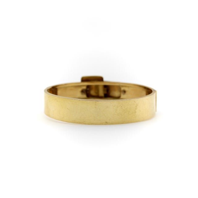 Late 19th Century 14k Gold Victorian Enameled Blue Ivy Buckle Bracelet For Sale In Los Angeles - Image 6 of 11