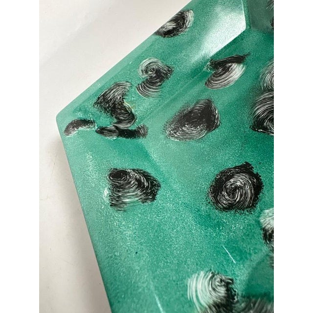 Green Ceramic Ashtray with Decorative Motifs, France, 1970s For Sale - Image 10 of 12