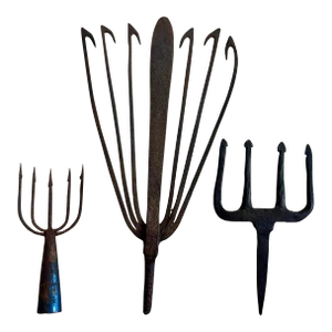 Antique and Vintage Eel Fishing Forks- Set of 3