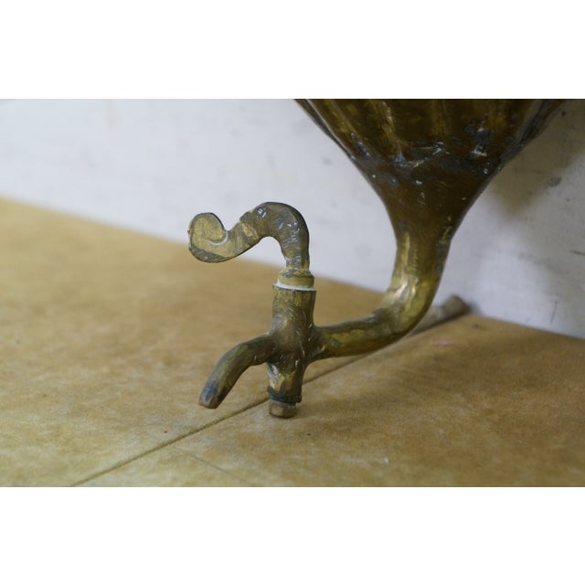 Antique Italian Hammered Ribbed Brass Lavabo Water Fountain Cistern & Basin For Sale - Image 6 of 18