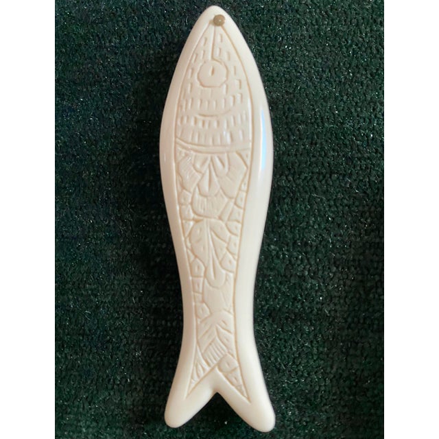 Kinetic Art Framed Bas Relief Carved Sardines Deep Forest Green Chenille Textile For Sale - Image 4 of 14