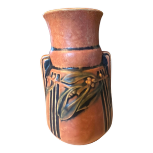 Roseville Laurel Art Pottery Persimmon Color Vase #667- 6 Ca. 1934