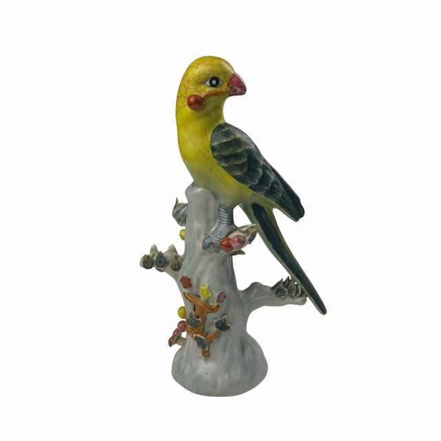 1970s Chinese Export Porcelain Parrots With Applied Fruit and Blossoms – A Pair For Sale - Image 14 of 15