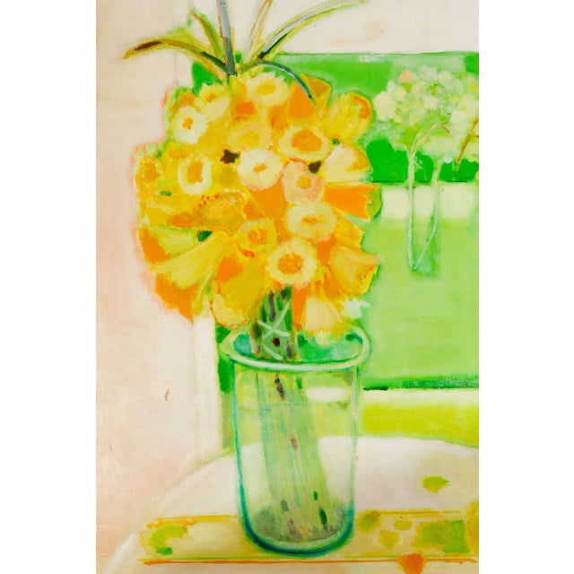 Miguel Guzman Midcentury Oil Painting "Bouquet de Jonquilles," circa 1968 For Sale - Image 4 of 9