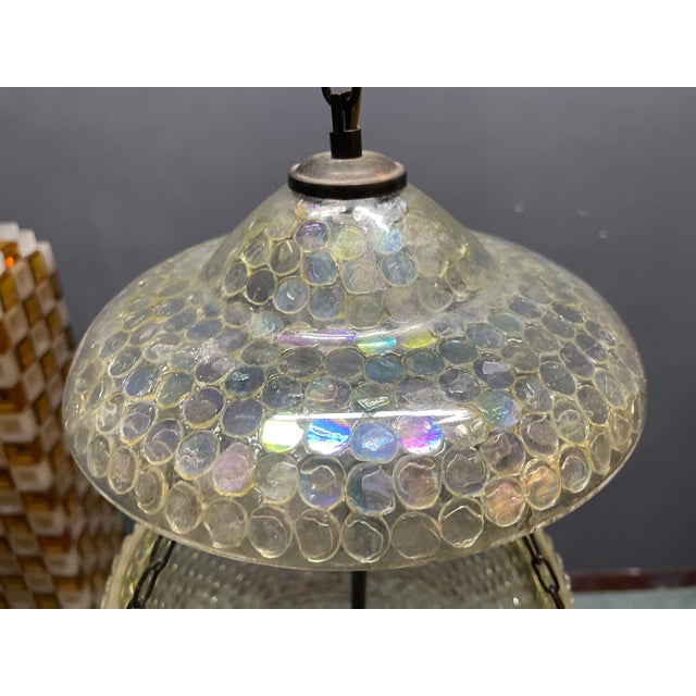 Vintage Iridescent Glass Mosaic Pendant Light with Bronze Fittings, 1960s For Sale - Image 10 of 16
