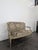 Louis XVI Style Cream Lacquered and Upholstered Cabriolet Salon Set with Gilded Highlights, Set of 6 For Sale - Image 4 of 18