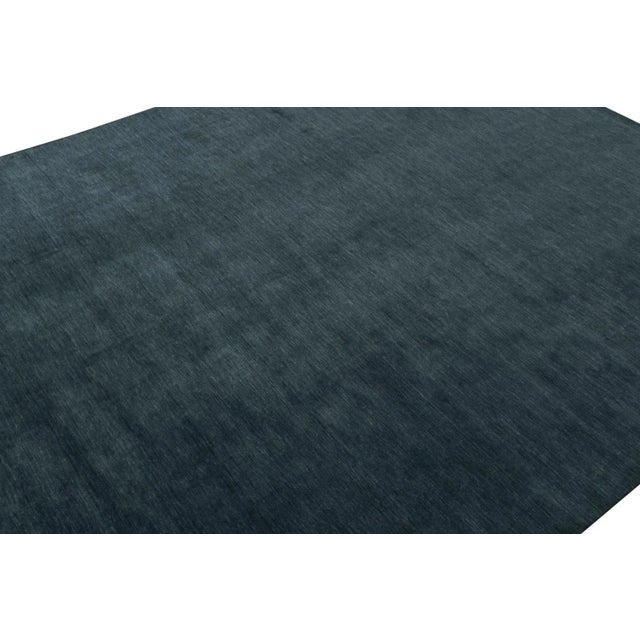 Contemporary Rug & Kilim’s Contemporary Rug in Solid Black and Dark Gray Undertones For Sale - Image 3 of 7