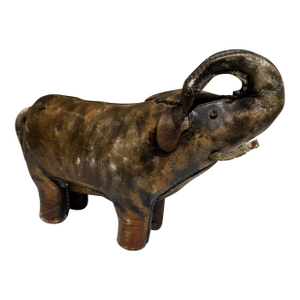 Mid-Century Modern Omersa Leather Elephant Door Stop Sculpture for Valenti Spain