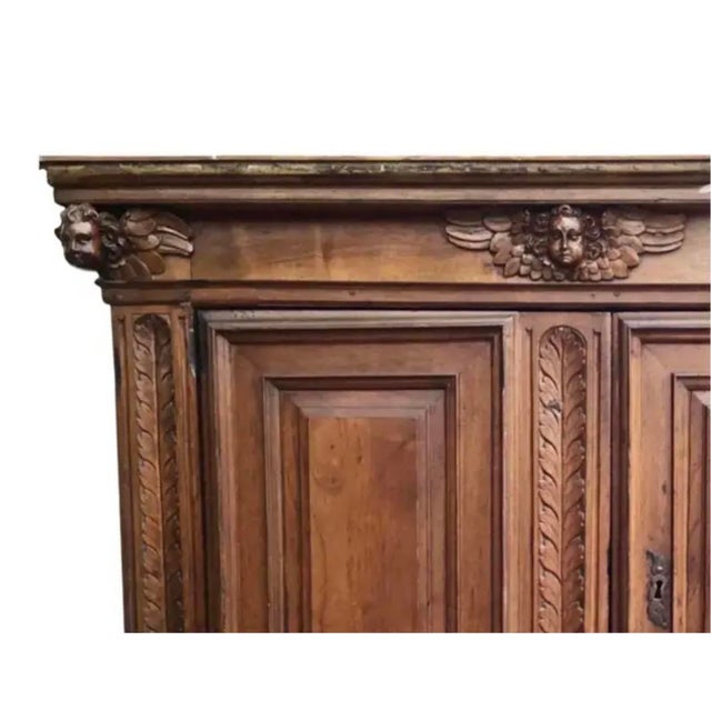 17th Century Italian Baroque Walnut Cabinet With Rich Carvings For Sale - Image 9 of 10
