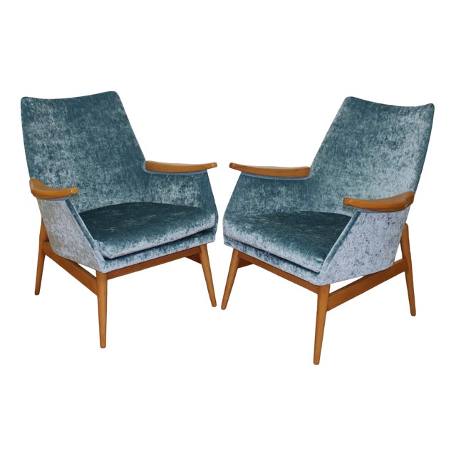 Mid-Century Velvet Armchairs, 1960s, Set of 2 For Sale