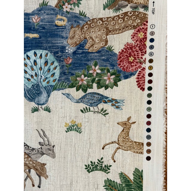 Sanderson Pamir Garden Cream/Indigo Cotton Blend Fabric 5 Yards For Sale In Raleigh - Image 6 of 6