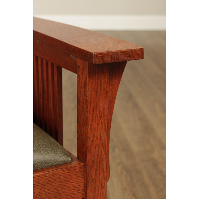Wood Stickley Mission Collection Pair of Oak Spindle Armchairs For Sale - Image 7 of 18