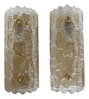 Glass and Brass Wall Lights by Carl Fagerlund for Orrefors, 1960, Set of 2