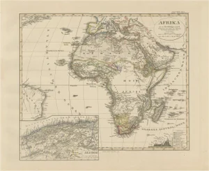 Antique Map of Africa with Algeria Inset Stieler Atlas, 1858