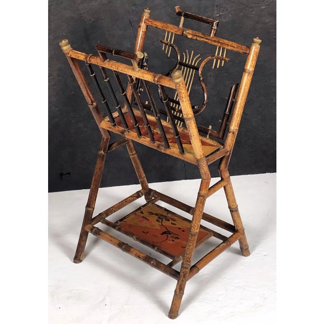 Brown English Bamboo Canterbury Music Rack or Magazine Stand For Sale - Image 8 of 13