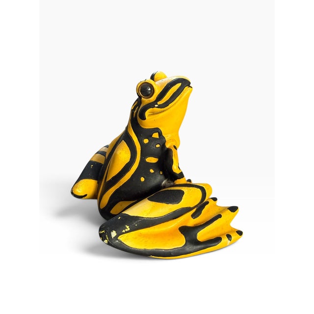 Plastic Vintage 2003 Set of 3 Yellow & Black Frog Figurines Sculptures For Sale - Image 7 of 12