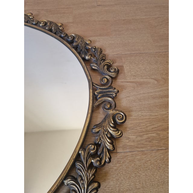 Baroque Oval Bronze Wall Mirror, 1960s For Sale - Image 10 of 17