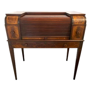 Rare 1930's Numbered Charak Furniture Hepplewhite Revival Rolltop Desk