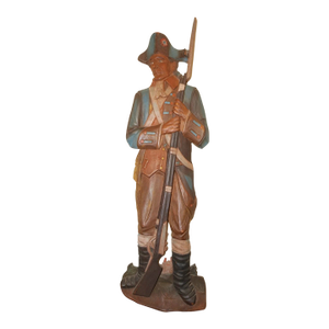 Vintage Hand Carved Painted Wood Revolutionary War Military Wall Sculpture