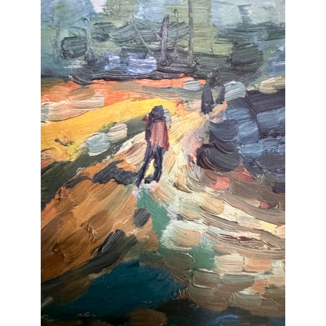 Wood Vintage Impressionist Landscape Oil Painting For Sale - Image 7 of 10