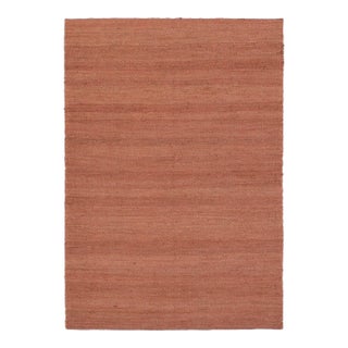 Rust Solid Handwoven Premium Natural Jute Yarn Flatweave Rug 5x8 Ft. For Sale