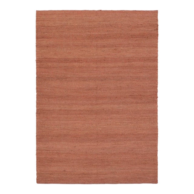 Rust Solid Handwoven Premium Natural Jute Yarn Flatweave Rug 5x8 Ft. For Sale