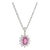No Heat Natural Pink Sapphire Diamond Necklace 18k White Gold Vintage Jewellery size 0.47 For Sale