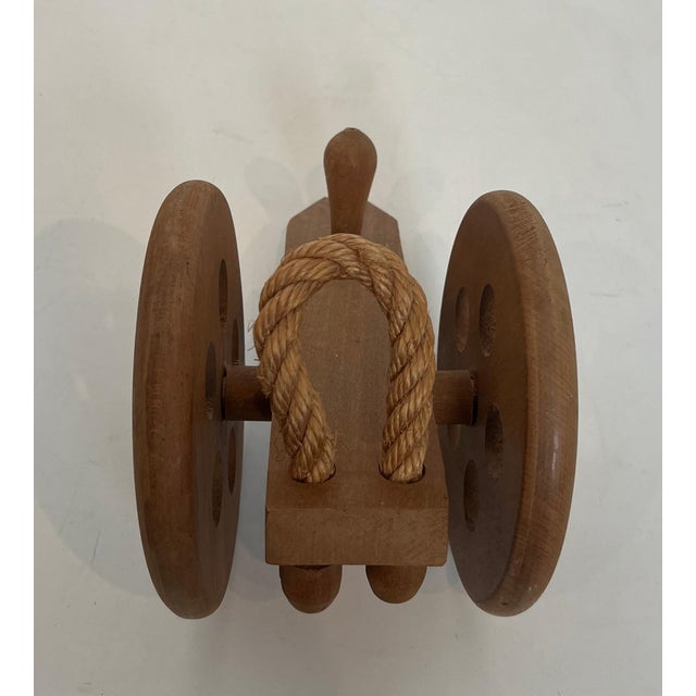 Wood 1970s Wooden and rope bottle holder representing a cannon. French works by Audoux Minet For Sale - Image 7 of 12