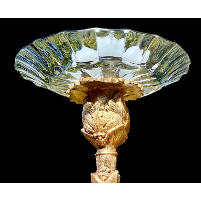 Antique French Napoleon III Gilt Bronzer Swan Centerpiece Pleated Glass Plateau For Sale - Image 11 of 14