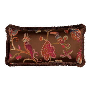 Schumacher Birds of Paradise Lumbar Pillow In Chestnut For Sale