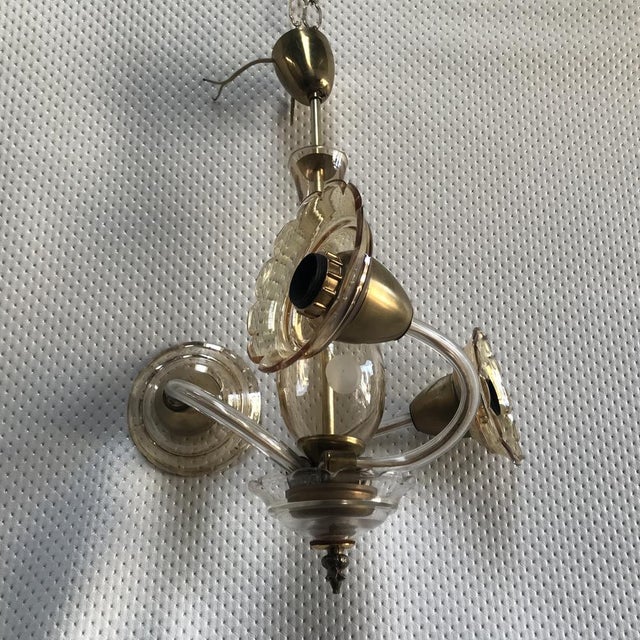 Small Czech Bohemia Chandelier with 3 Bulbs, 1950s For Sale - Image 18 of 18