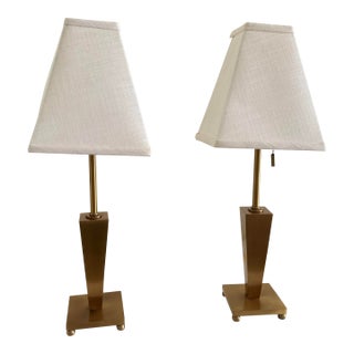 Antique Brass Table Night Stand Lamps - Set of Two For Sale