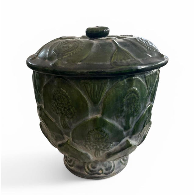 Vintage Mid-Century Modern Artichoke Footed Ceramic Jar With Lid For Sale - Image 4 of 10