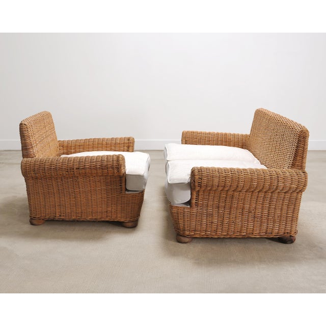 Organic Modern Woven Rattan Wicker Lounge Chair and Settee For Sale - Image 13 of 18