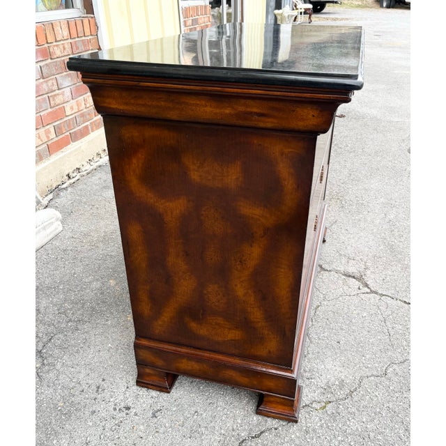Late 20th Century Maitland-Smith Burlwood & Black Marble Neoclassical Commode For Sale - Image 11 of 12