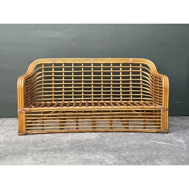 Vintage Stacked Rattan Sofa For Sale In West Palm - Image 6 of 12