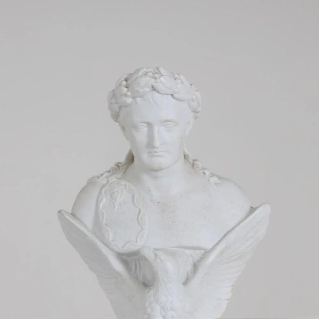 Small bust of Napoleon Bonaparte after Bertel Thorvaldsen made of bisque porcelain.