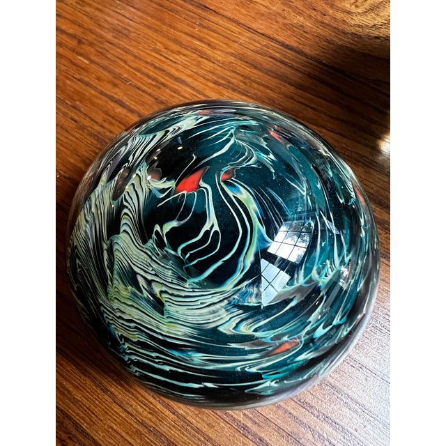 1970s Trio of Green and Blue Glass Paperweights For Sale In Atlanta - Image 6 of 12